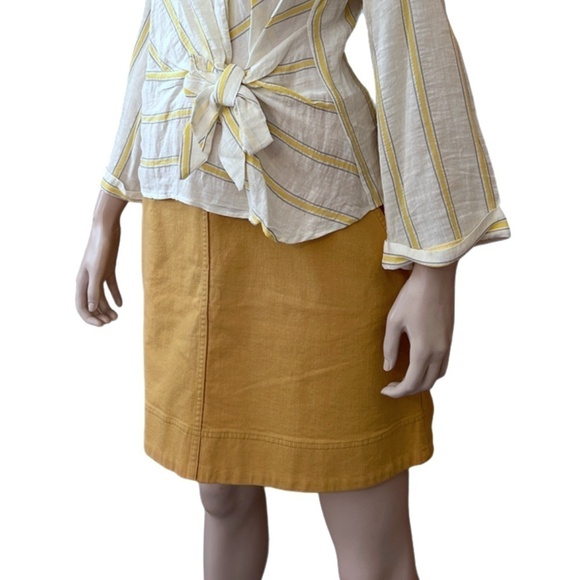 Club Monaco Paneled Mini Skirt Jupe Beige Cotton Branded Monogrammed Pockets - Picture 3 of 12